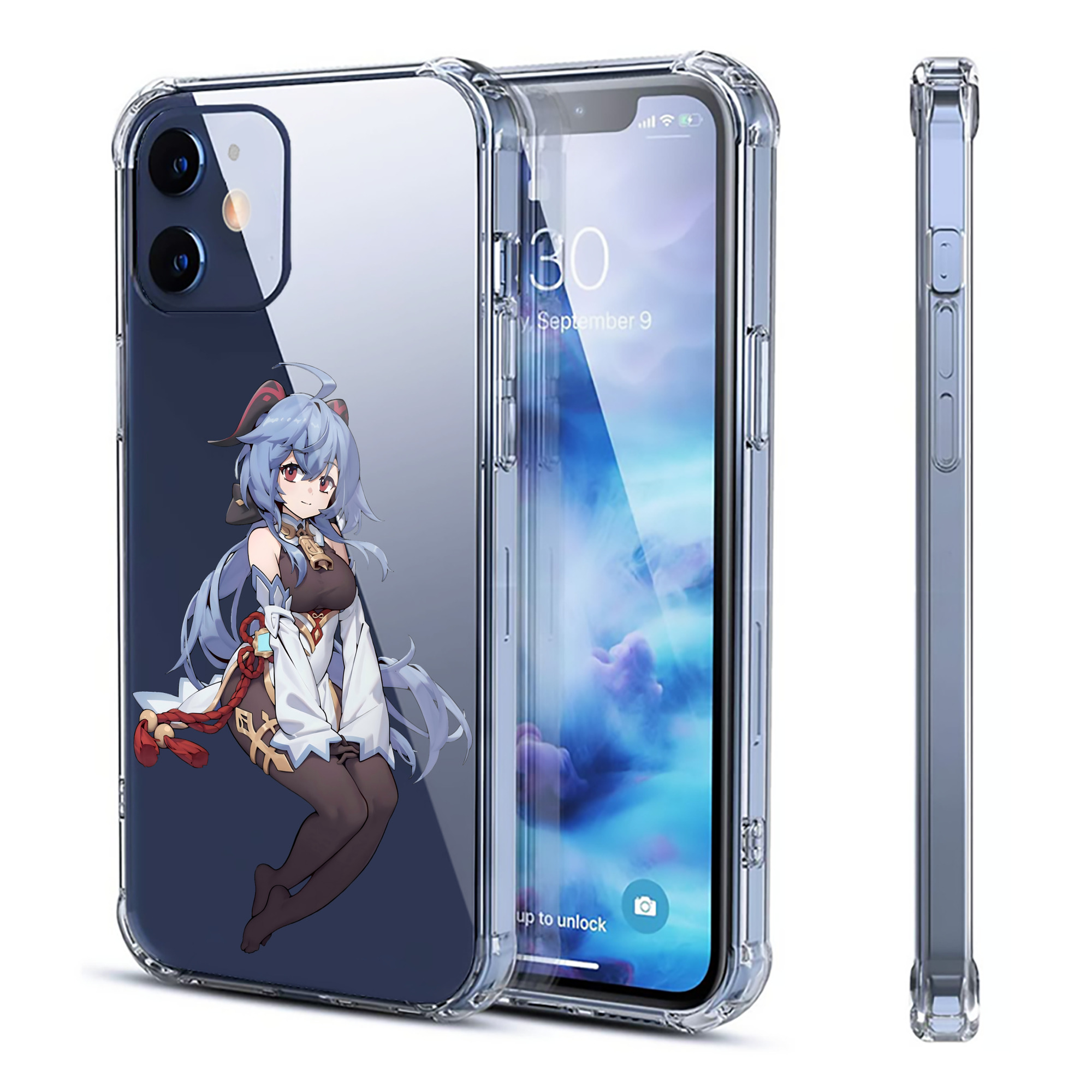 げんし神 甘雨 かんう genshin Ganyu 【iPhone 12シリーズ対応】透明スマホケース（クリアソフトケース）